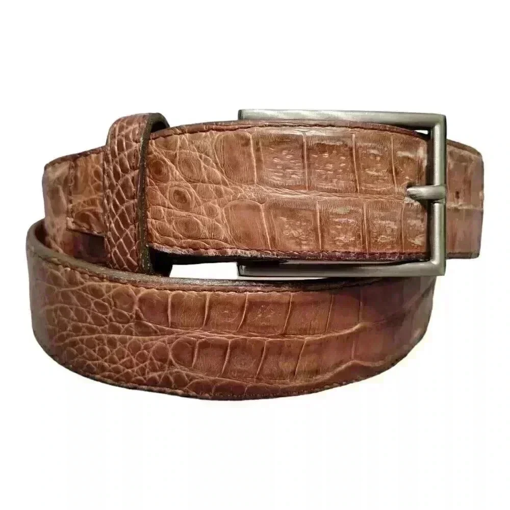 Black Diamond Genuine Crocodile Belt - Men's 32 Handmade USA - Luxury Leather